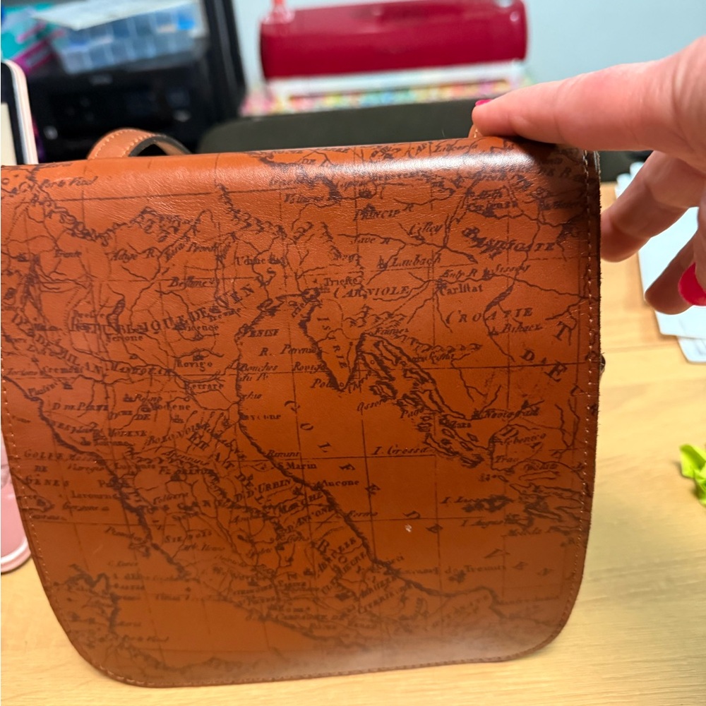Patricia Nash Brown Map Crossbody Bag